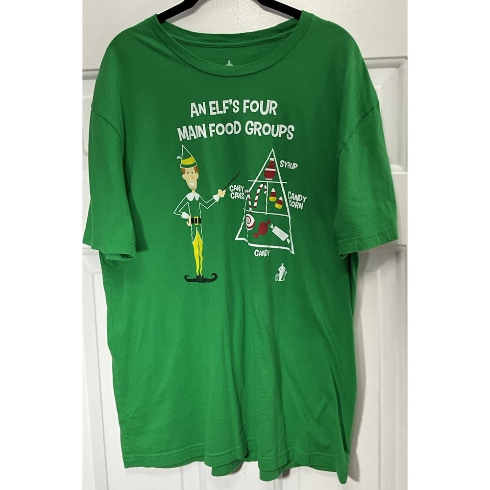 Will Ferrell "An Elf's Four Main Food Groups" Green Christmas Shirt Men's XL